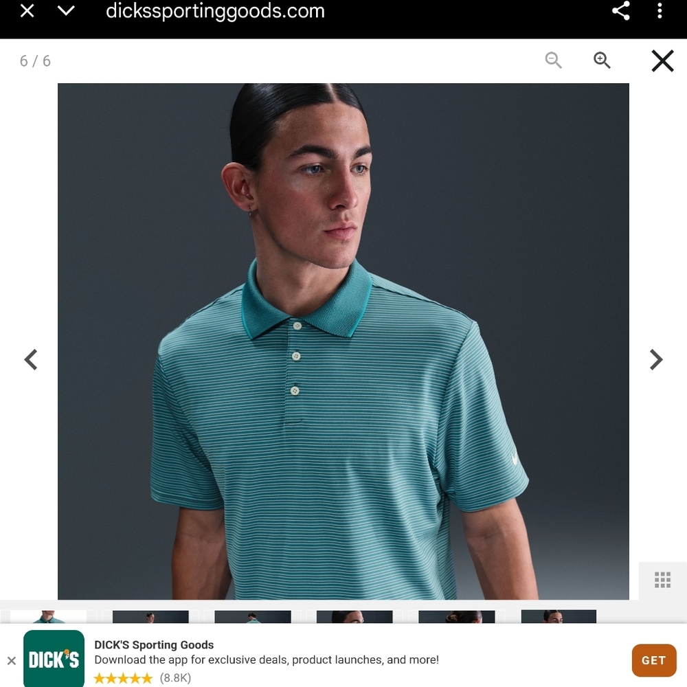 Nike Tour Perfomance Men's Striped Aqua Polo Shirt